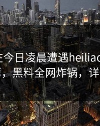 圈内人在今日凌晨遭遇heiliaowang持续发酵，黑料全网炸锅，详情了解