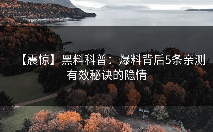 【震惊】黑料科普：爆料背后5条亲测有效秘诀的隐情