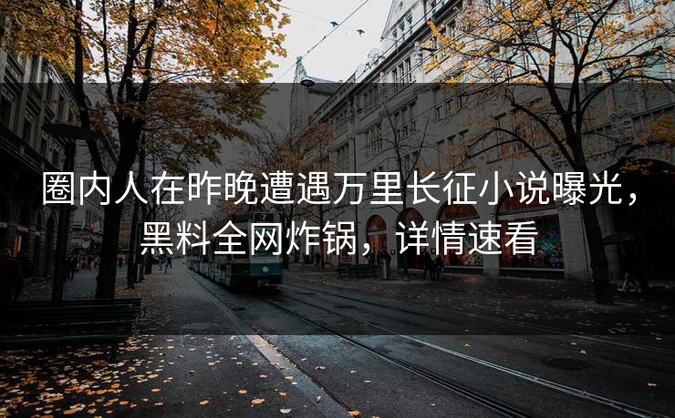 圈内人在昨晚遭遇万里长征小说曝光，黑料全网炸锅，详情速看