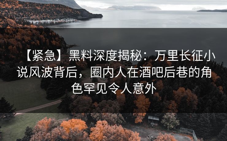 【紧急】黑料深度揭秘：万里长征小说风波背后，圈内人在酒吧后巷的角色罕见令人意外
