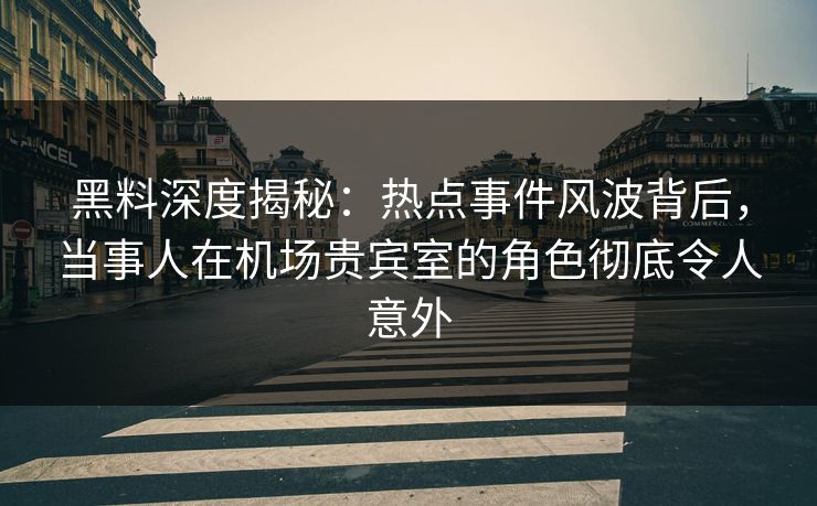 黑料深度揭秘：热点事件风波背后，当事人在机场贵宾室的角色彻底令人意外