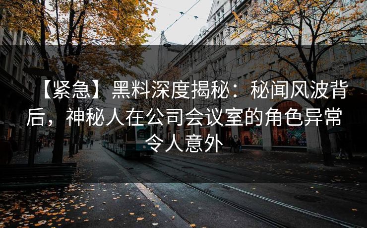 【紧急】黑料深度揭秘：秘闻风波背后，神秘人在公司会议室的角色异常令人意外