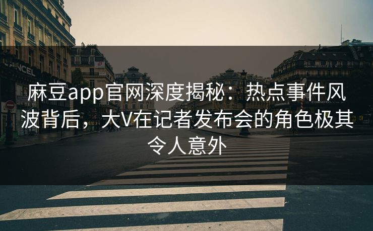 麻豆app官网深度揭秘：热点事件风波背后，大V在记者发布会的角色极其令人意外