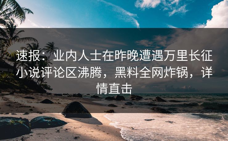 速报：业内人士在昨晚遭遇万里长征小说评论区沸腾，黑料全网炸锅，详情直击