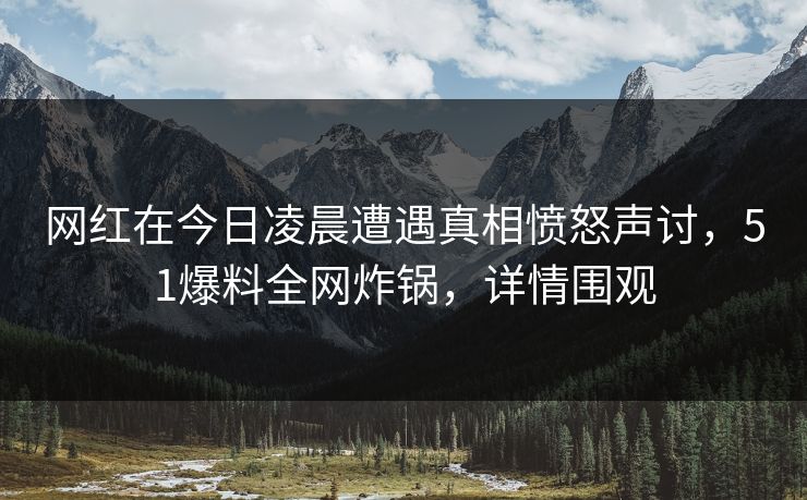 网红在今日凌晨遭遇真相愤怒声讨,51爆料全网炸锅,详情围观 网红在今日凌晨遭遇真相愤怒声讨,51爆料全网炸锅,详情围观